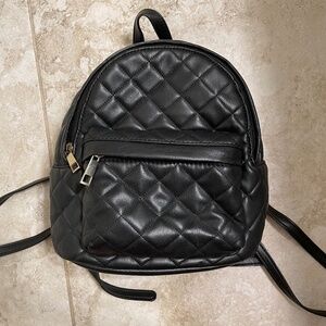 Black Quilted Mini Backpack